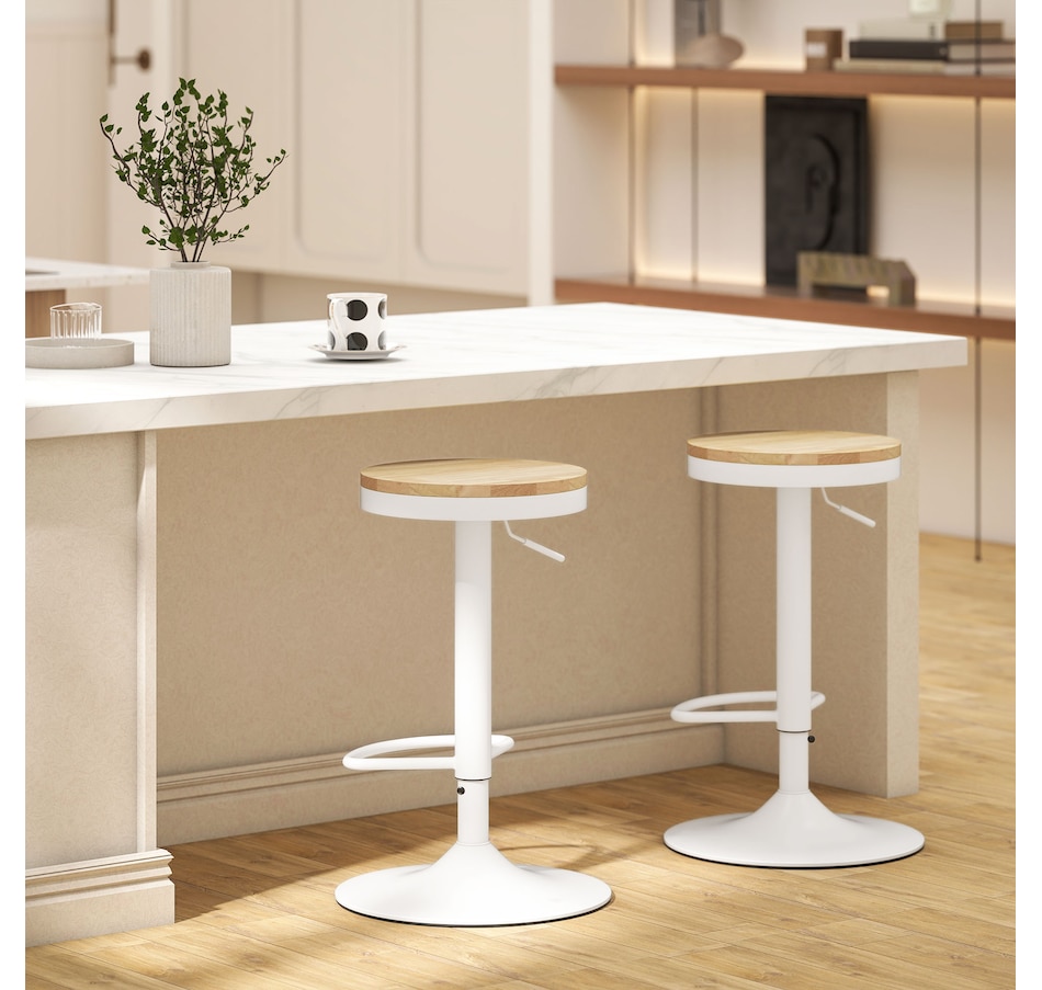Image 935040_ALTMORE8.jpg, Product 935-040 / Price $149.89, HOMCOM Wooden Bar Stools Set of 2 Adjustable Swivel Barstools Natural White from HOMCOM on TSC.ca's Home & Garden department