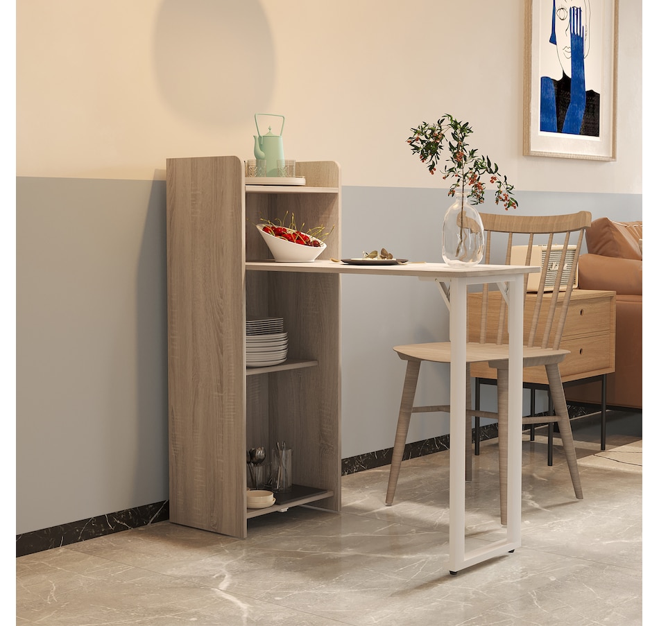 Image 935057_ALTMORE1.jpg, Product 935-057 / Price $154.99, HOMCOM 2 In 1 Storage Cabinet & Dining Table 4-Tier w/ Drop Leaf Home from HOMCOM on TSC.ca's Home & Garden department