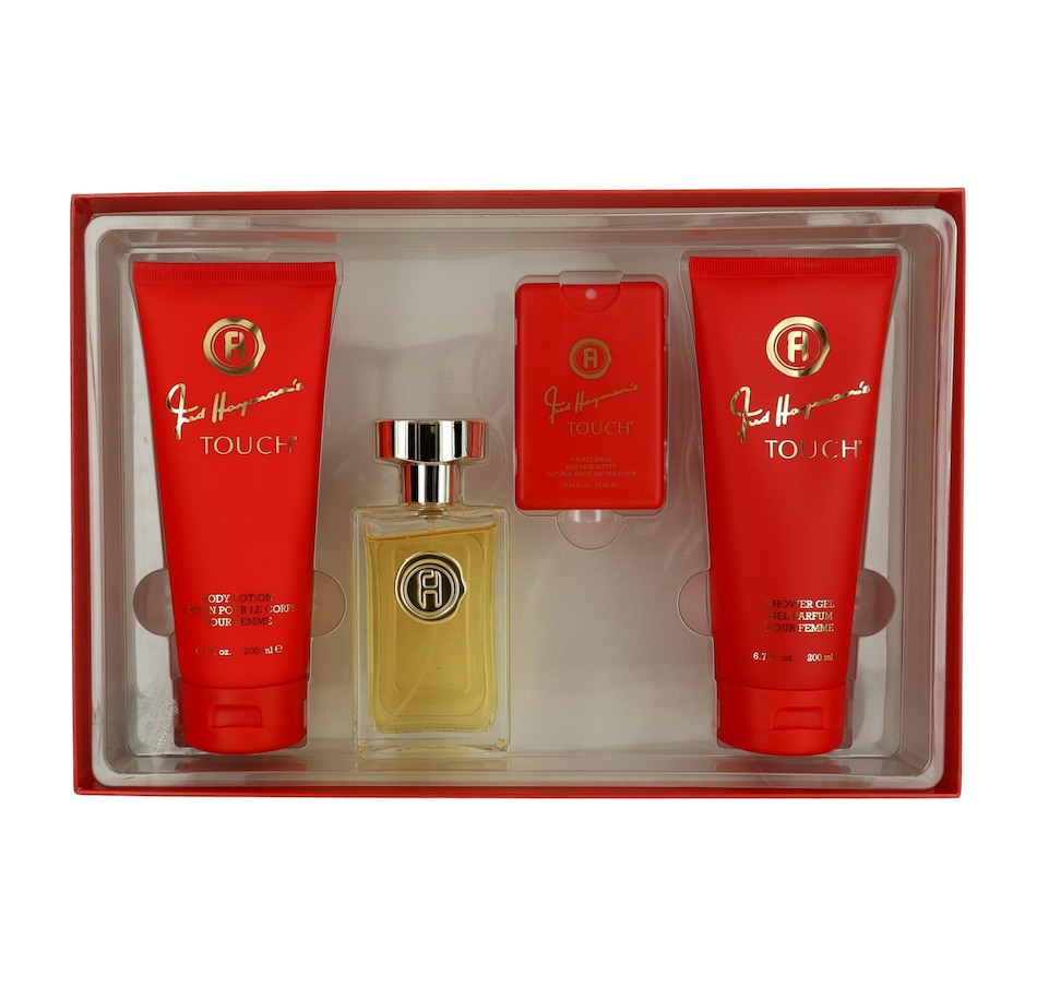 Image 935678.jpg, Product 935-678 / Price $90.10, Touch By Fred Hayman Gift Set 3.4 Oz Eau De Toilette Spray + 6.7 Oz Body Lotion + 6.7 Oz Shower Gel + 0.61 Oz Pocket Spray For Women from Avera Group on TSC.ca's Beauty department