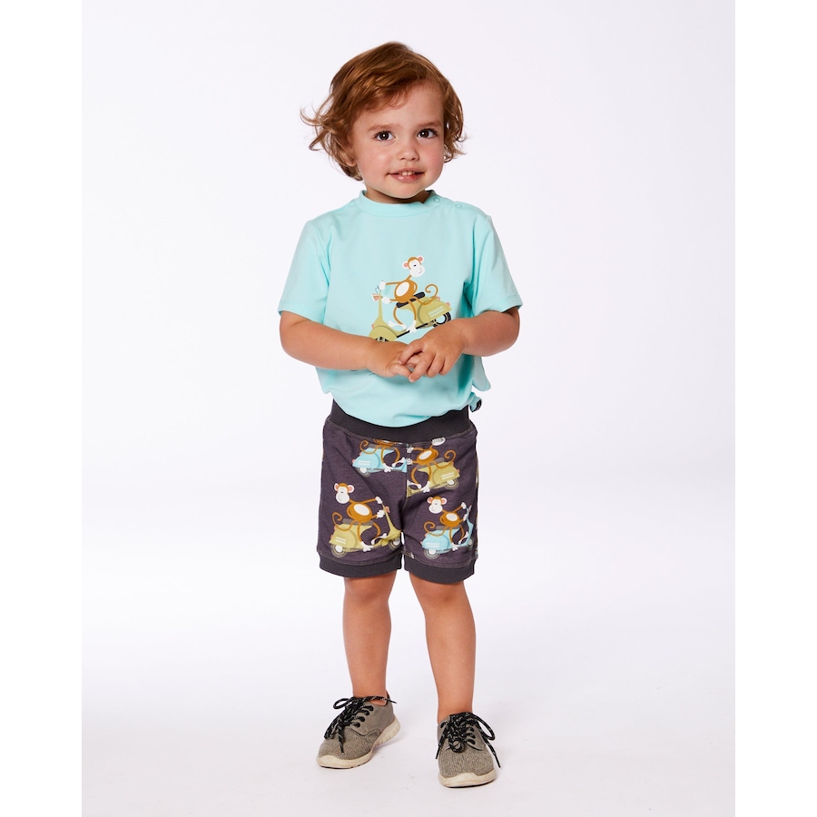Image 936041_ALTMORE2.jpg, Product 936-041 / Price $23.50, Two-Piece Top And Short Set Monkey On Navy And Turquoise Moped from Deux par Deux on TSC.ca's Fashion department