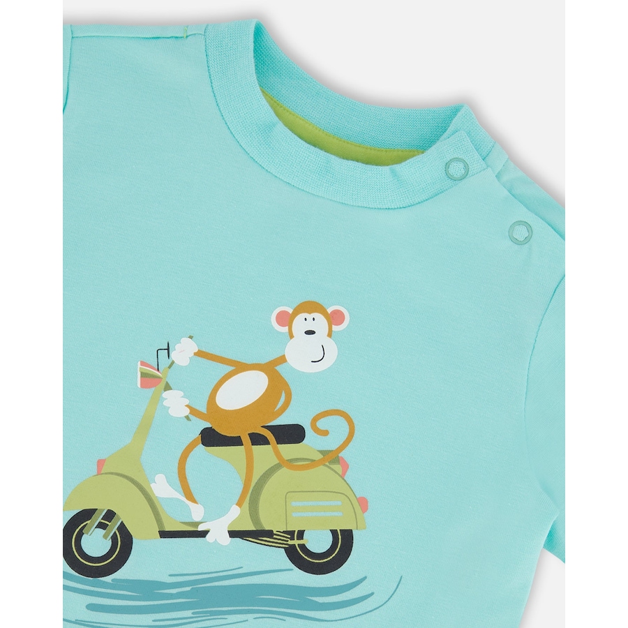 Image 936041_ALTMORE4.jpg, Product 936-041 / Price $23.50, Two-Piece Top And Short Set Monkey On Navy And Turquoise Moped from Deux par Deux on TSC.ca's Fashion department
