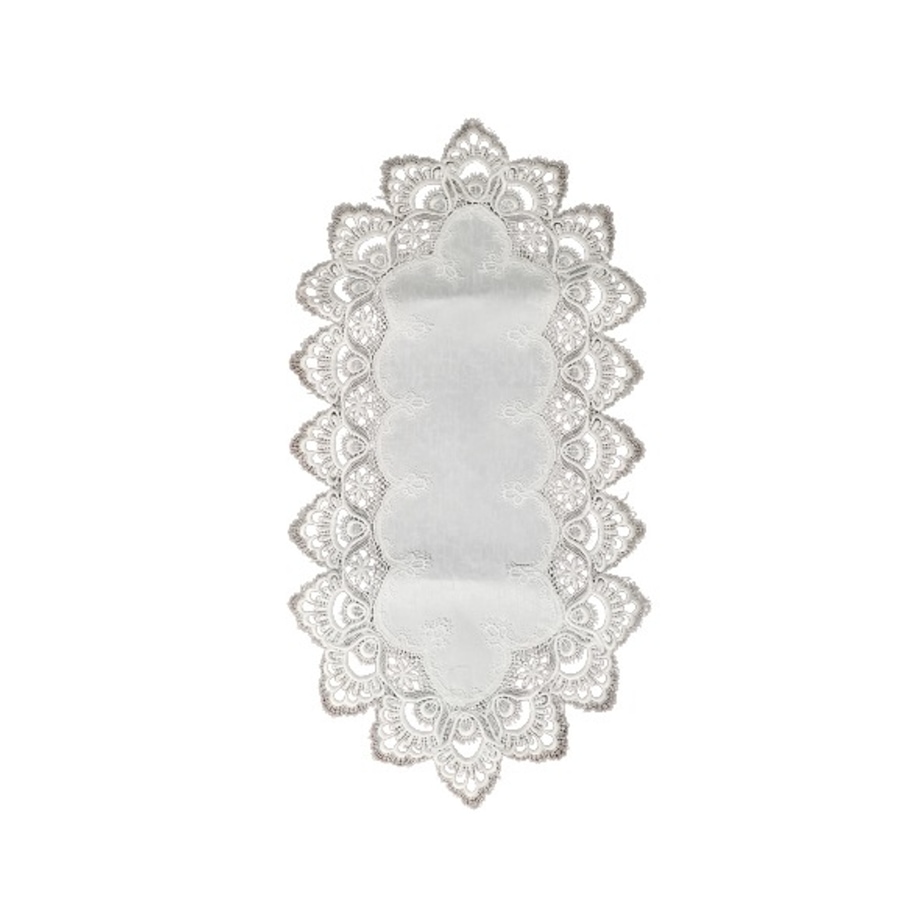 Image 936440.jpg, Product 936-440 / Price $37.00, White Floral Lace Embroidered Cutwork Rectangular Table Runner, 14 by 28 inch Table Linen Decor, Water Resistance, Machine Wash safe from Jiallo on TSC.ca's Kitchen department