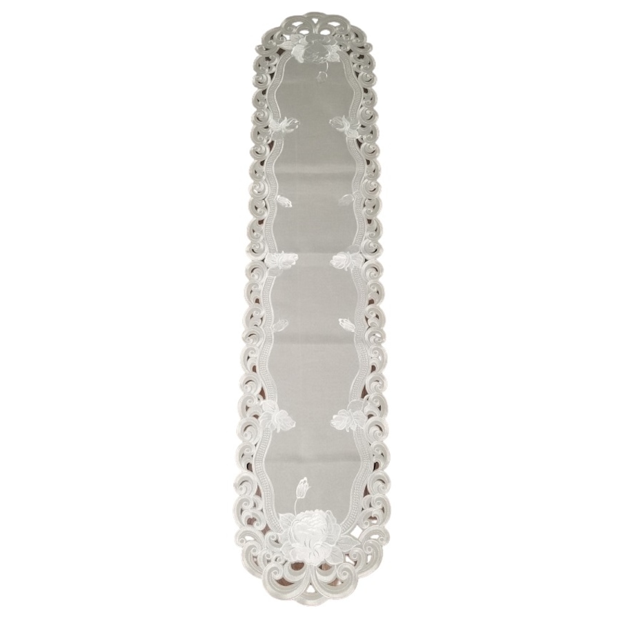 Image 936442.jpg, Product 936-442 / Price $59.00, Silver Rose Embroidered Cutwork Rectangular Table Runner, 16 by 72 inch Table Linen Decor, Water Resistance, Machine Wash safe from Jiallo on TSC.ca's Kitchen department