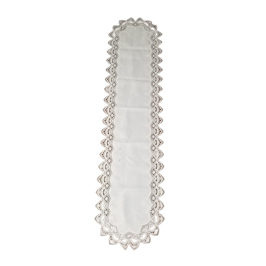 Image 936447.jpg, Product 936-447 / Price $59.00, White Floral Lace Embroidered Cutwork Rectangular Table Runner, 16 by 72  inch Table Linen Decor, Water Resistance, Machine Wash safe from Jiallo on TSC.ca's Kitchen department