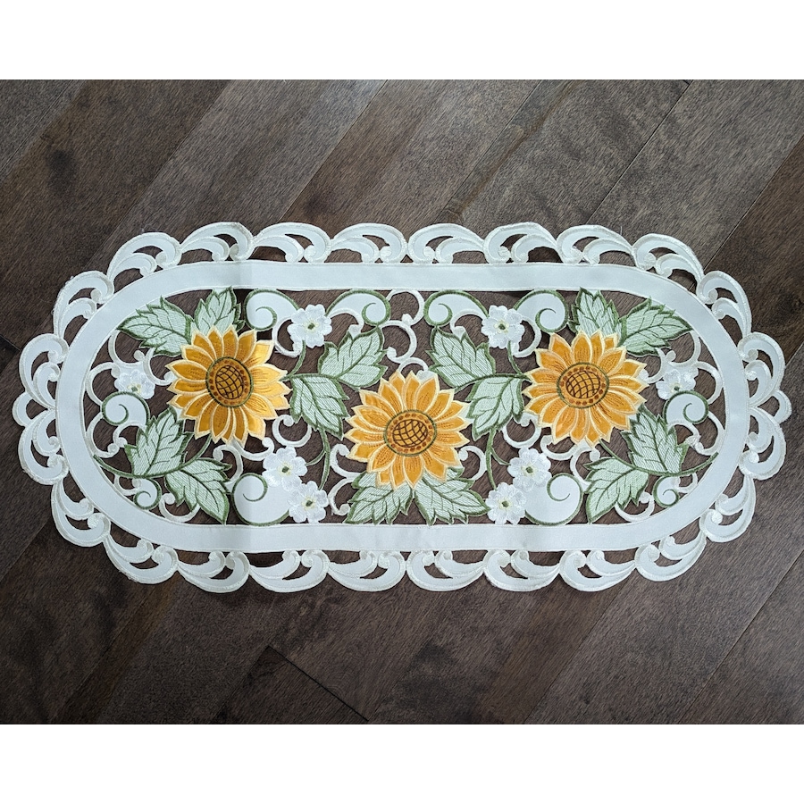 Image 936450_ALTMORE2.jpg, Product 936-450 / Price $37.00, Sunflower Embroidered Cutwork Rectangular Table Runner, 14 by 28 inch Table Linen Decor, Water Resistance, Machine Wash safe from Jiallo on TSC.ca's Kitchen department
