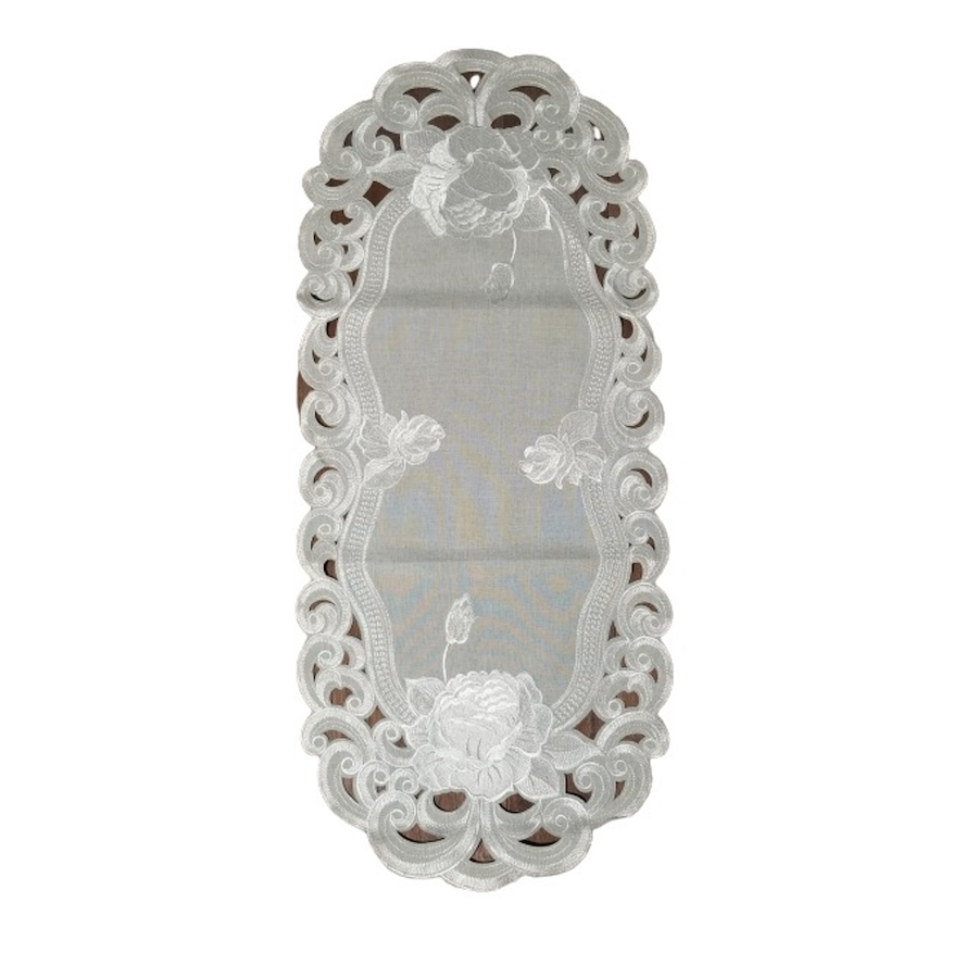 Image 936454.jpg, Product 936-454 / Price $41.00, Silver Rose Embroidered Cutwork Rectangular Table Runner, 16 by 36 inch Table Linen Decor, Water Resistance, Machine Wash safe from Jiallo on TSC.ca's Kitchen department