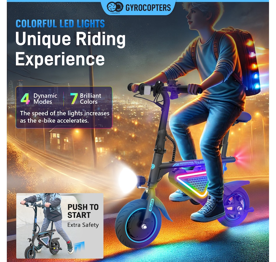 Image 936771_ALTMORE15.jpg, Product 936-771 / Price $449.99, Gyrocopters Radi8 Electric Ride-on | UL 2272 approved | 25 km Range | 25 km/h Speed | Rear Disc Brakes | LED Lights | LCD Display | Anti-theft GPS Tracker from Gyrocopters on TSC.ca's Health & Fitness department