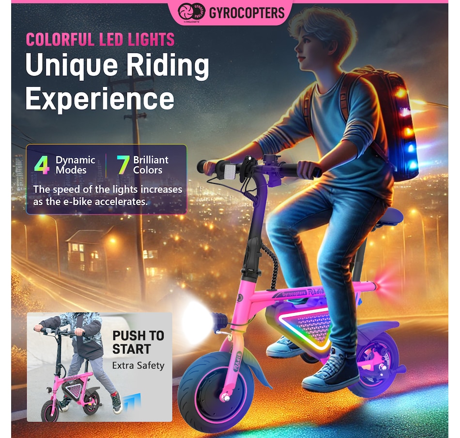 Image 936771_ALTMORE22.jpg, Product 936-771 / Price $449.99, Gyrocopters Radi8 Electric Ride-on | UL 2272 approved | 25 km Range | 25 km/h Speed | Rear Disc Brakes | LED Lights | LCD Display | Anti-theft GPS Tracker from Gyrocopters on TSC.ca's Health & Fitness department