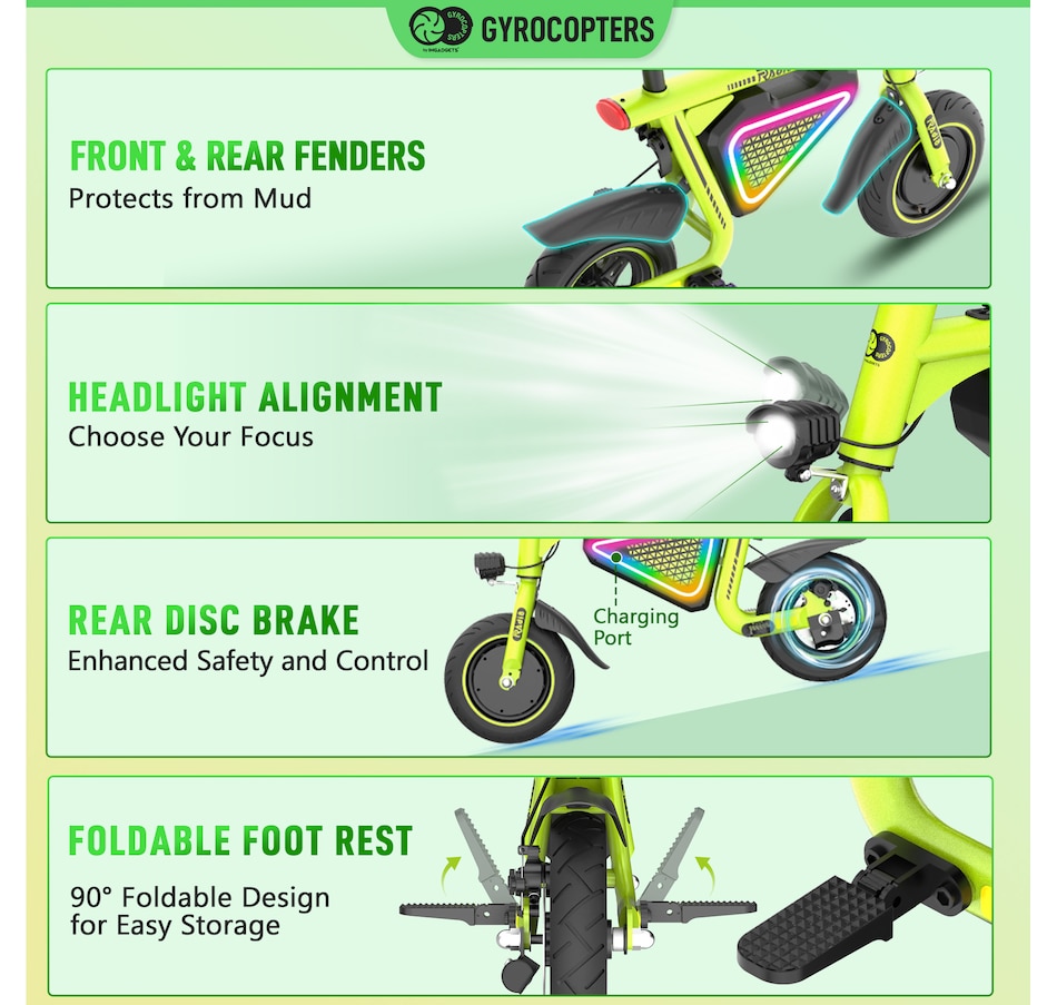 Image 936771_ALTMORE32.jpg, Product 936-771 / Price $299.99, Gyrocopters Radi8 Electric Ride-on | UL 2272 approved | 25 km Range | 25 km/h Speed | Rear Disc Brakes | LED Lights | LCD Display | Anti-theft GPS Tracker from Gyrocopters on TSC.ca's Health & Fitness department