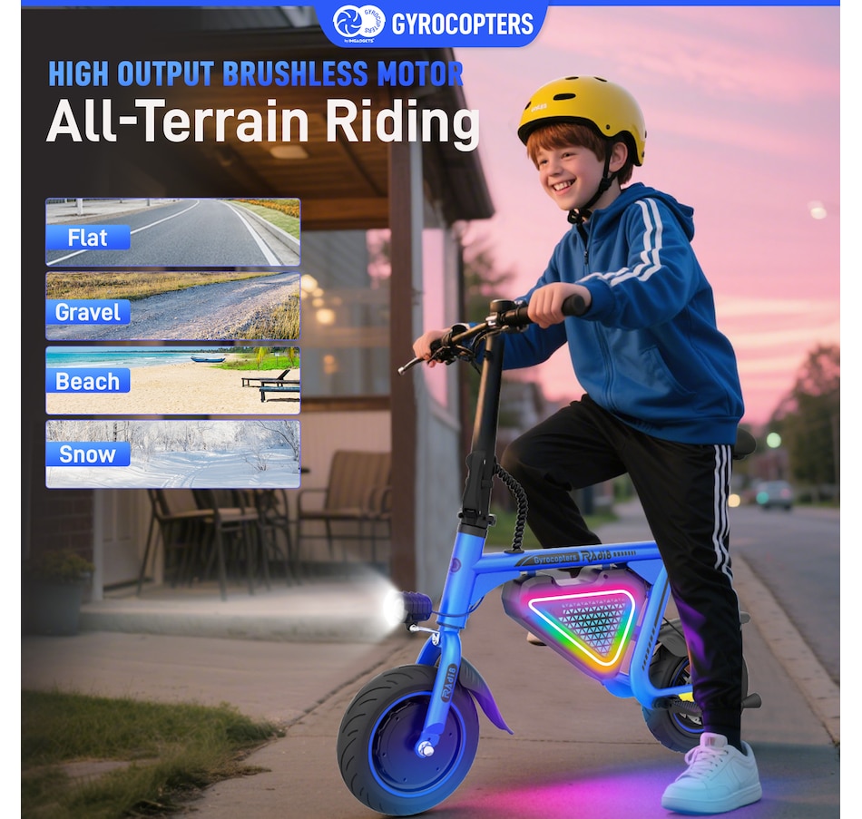 Image 936771_ALTMORE38.jpg, Product 936-771 / Price $299.99, Gyrocopters Radi8 Electric Ride-on | UL 2272 approved | 25 km Range | 25 km/h Speed | Rear Disc Brakes | LED Lights | LCD Display | Anti-theft GPS Tracker from Gyrocopters on TSC.ca's Health & Fitness department