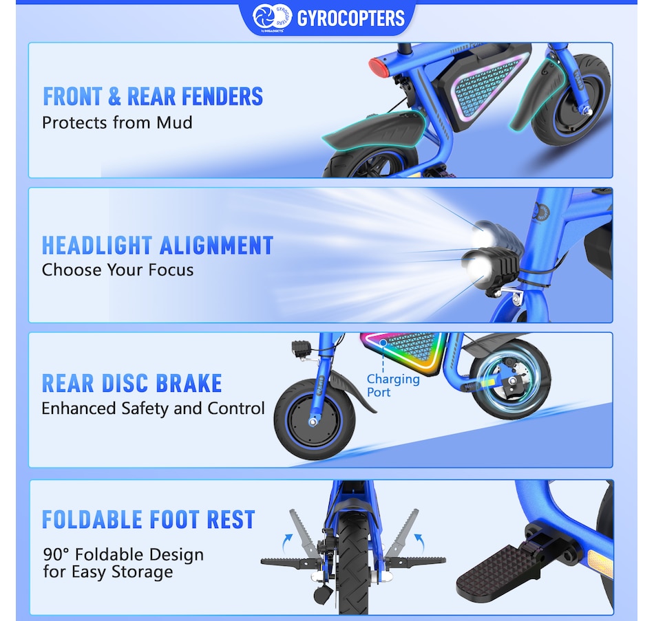 Image 936771_ALTMORE39.jpg, Product 936-771 / Price $299.99, Gyrocopters Radi8 Electric Ride-on | UL 2272 approved | 25 km Range | 25 km/h Speed | Rear Disc Brakes | LED Lights | LCD Display | Anti-theft GPS Tracker from Gyrocopters on TSC.ca's Health & Fitness department