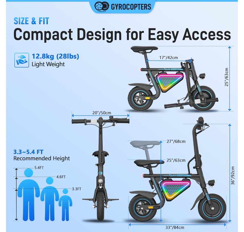 Image 936771_ALTMORE46.jpg, Product 936-771 / Price $299.99, Gyrocopters Radi8 Electric Ride-on | UL 2272 approved | 25 km Range | 25 km/h Speed | Rear Disc Brakes | LED Lights | LCD Display | Anti-theft GPS Tracker from Gyrocopters on TSC.ca's Health & Fitness department