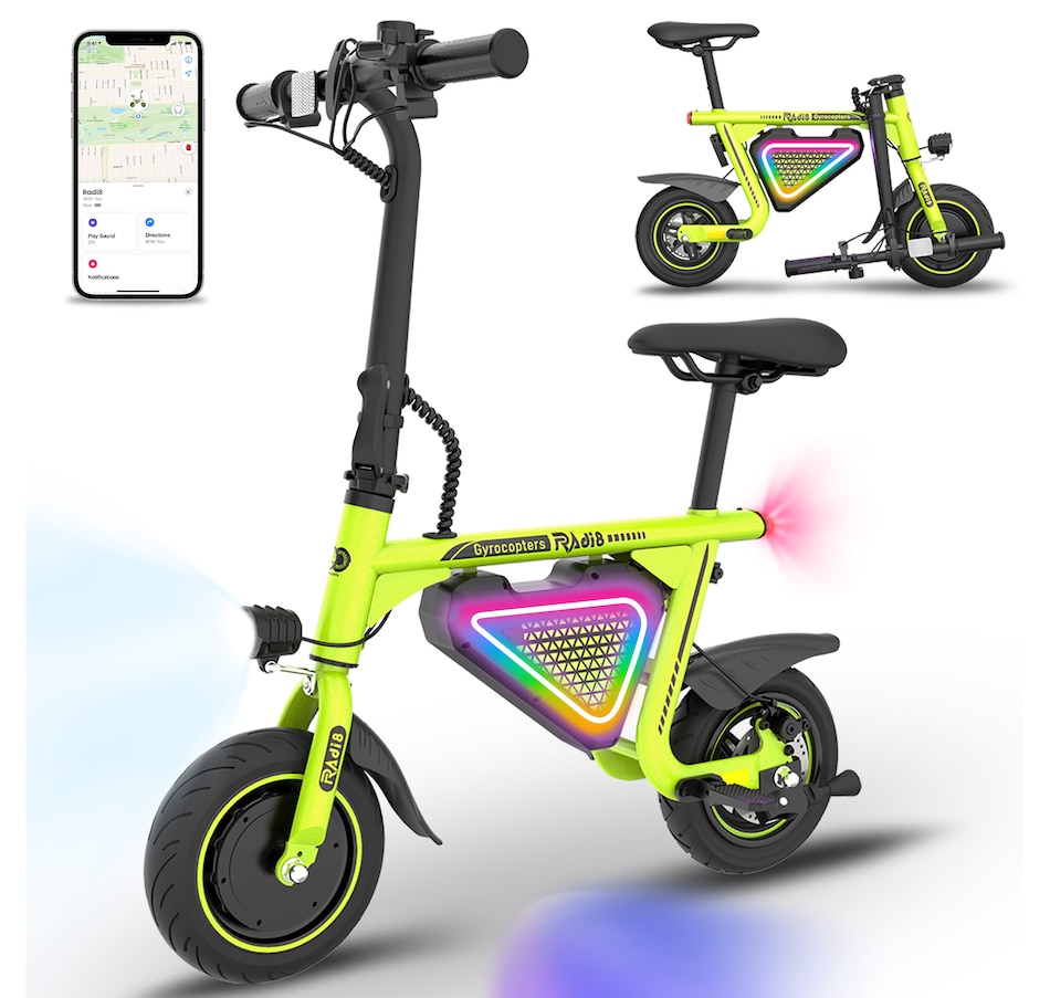 Image 936771_ST01.jpg, Product 936-771 / Price $449.99, Gyrocopters Radi8 Electric Ride-on | UL 2272 approved | 25 km Range | 25 km/h Speed | Rear Disc Brakes | LED Lights | LCD Display | Anti-theft GPS Tracker from Gyrocopters on TSC.ca's Health & Fitness department