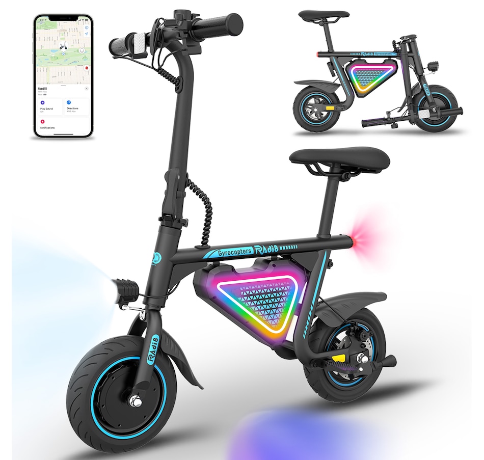 Image 936771_ST03.jpg, Product 936-771 / Price $449.99, Gyrocopters Radi8 Electric Ride-on | UL 2272 approved | 25 km Range | 25 km/h Speed | Rear Disc Brakes | LED Lights | LCD Display | Anti-theft GPS Tracker from Gyrocopters on TSC.ca's Health & Fitness department