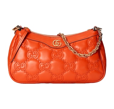 Gucci GG Quilted Matelassé Leather Mini Shoulder Bag In Orange
