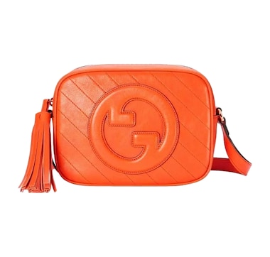 Gucci Blondie GG Patch Diagonal Stitching Orange Leather Crossbody Handbag