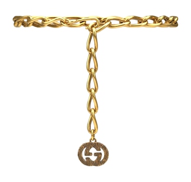 Gucci Antique Gold-Toned Metal Chain Waist Belt with Interlocking G Size 65