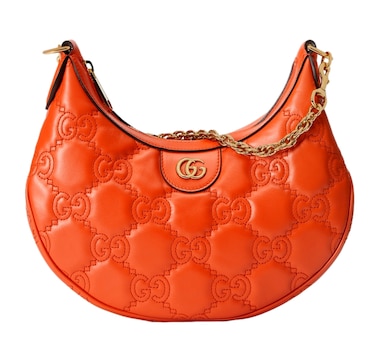 Gucci GG Quilted Matelassé Leather Small Shoulder Handbag In Orange
