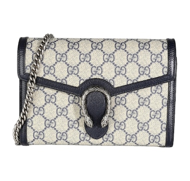 Gucci Navy GG Supreme Canvas Mini Dionysus Chain Wallet (Pre-owned)