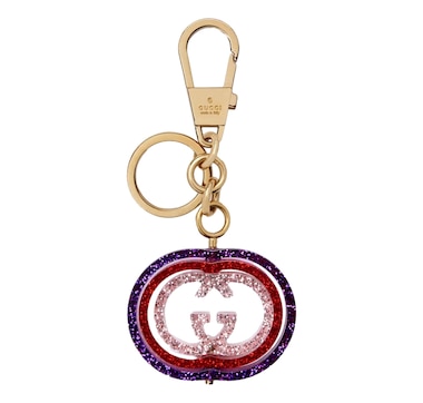 Gucci Interlocking G Purple and Red Glitter Keychain Handbag Charm
