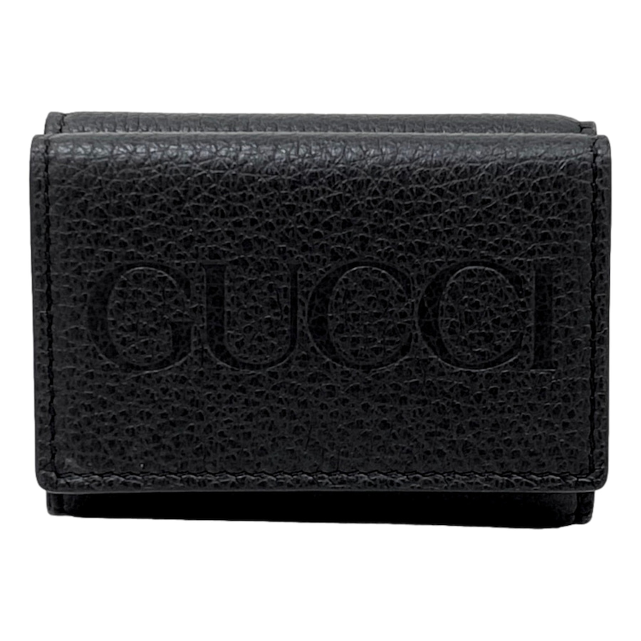 Image 936991_ST01.jpg, Product 936-991 / Price $1,264.00, Gucci Black Pebbled Leather Tri Fold Wallet Coin Pouch Gold Hardware from Gucci on TSC.ca's Fashion department