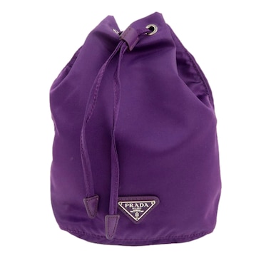 Prada UVA Purple Tessuto Nylon Triangle Logo Drawstring Bucket Bag