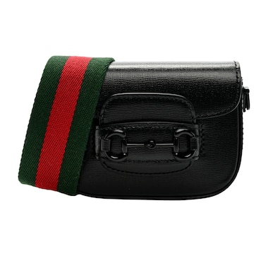 Gucci Azalea Calfskin Web Monochrome Horsebit 1955 Mini Handbag Black