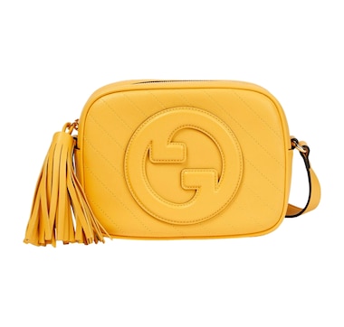 Gucci Blondie GG Patch Diagonal Stitching Yellow Leather Crossbody Handbag