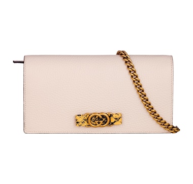Gucci Interlocking Double G Python Leather Bow Chain Wallet Light Pink