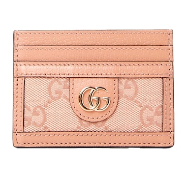 Gucci Womens Ophidia Pink Canvas and Leather GG Card Holder