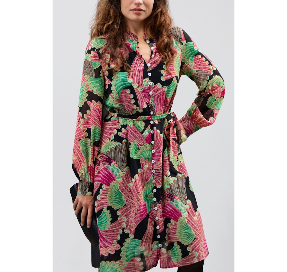 Image 937314_ALTMORE1.jpg, Product 937-314 / Price $89.95, Annick Anais Shirt Dress Short Buttons Peacock Inspired Floral Print from ANNICK on TSC.ca's Fashion department