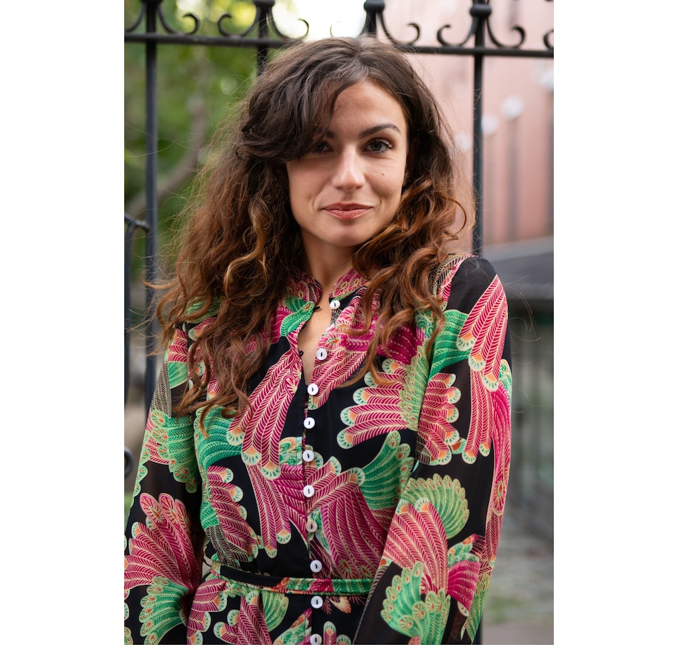 Image 937314_ALTMORE2.jpg, Product 937-314 / Price $89.95, Annick Anais Shirt Dress Short Buttons Peacock Inspired Floral Print from ANNICK on TSC.ca's Fashion department