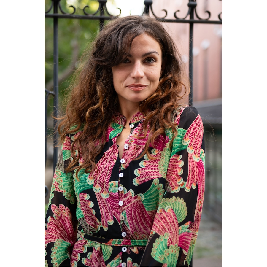 Image 937314_ALTMORE2.jpg, Product 937-314 / Price $89.95, Annick Anais Shirt Dress Short Buttons Peacock Inspired Floral Print from ANNICK on TSC.ca's Fashion department