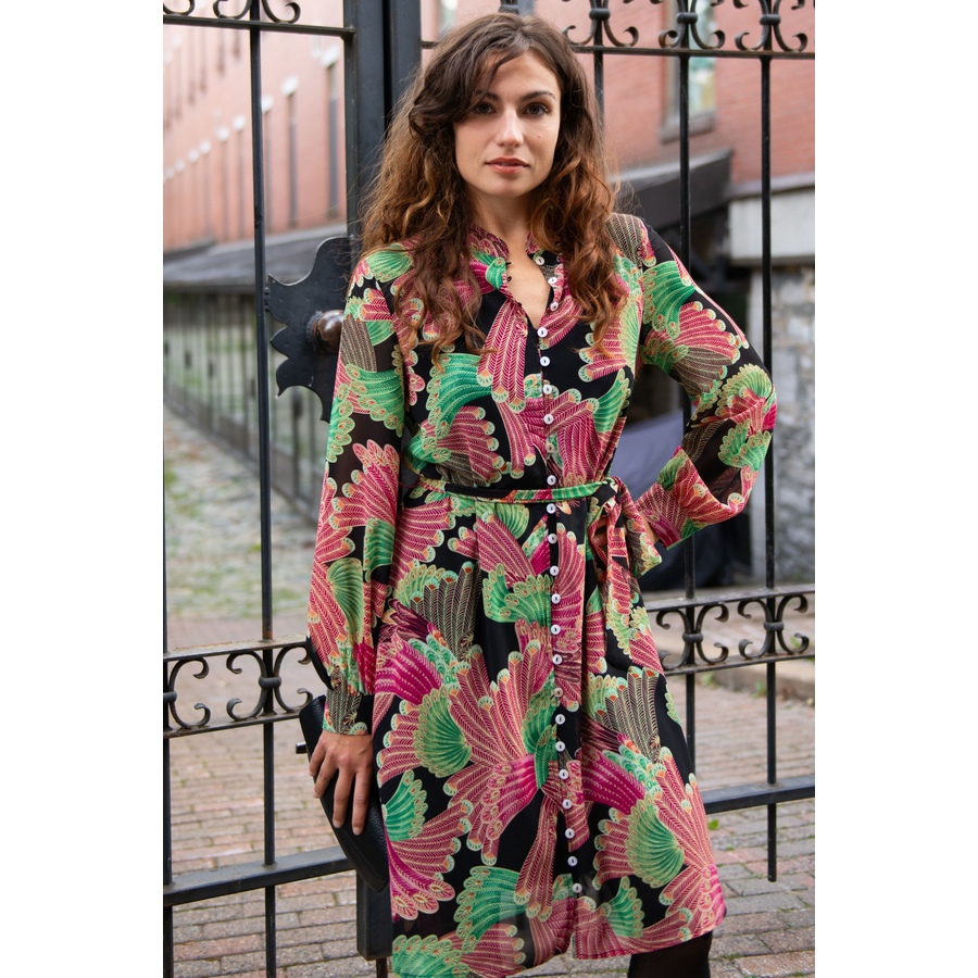Image 937314_ALTMORE3.jpg, Product 937-314 / Price $89.95, Annick Anais Shirt Dress Short Buttons Peacock Inspired Floral Print from ANNICK on TSC.ca's Fashion department