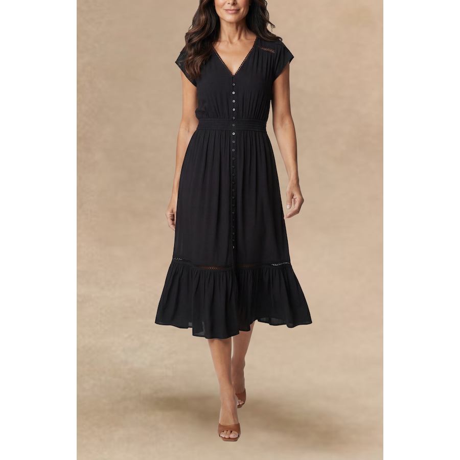 Image 937320_ST02.png, Product 937-320 / Price $49.98, Elise Solid Boho Button Dress from ANNICK on TSC.ca's Fashion department