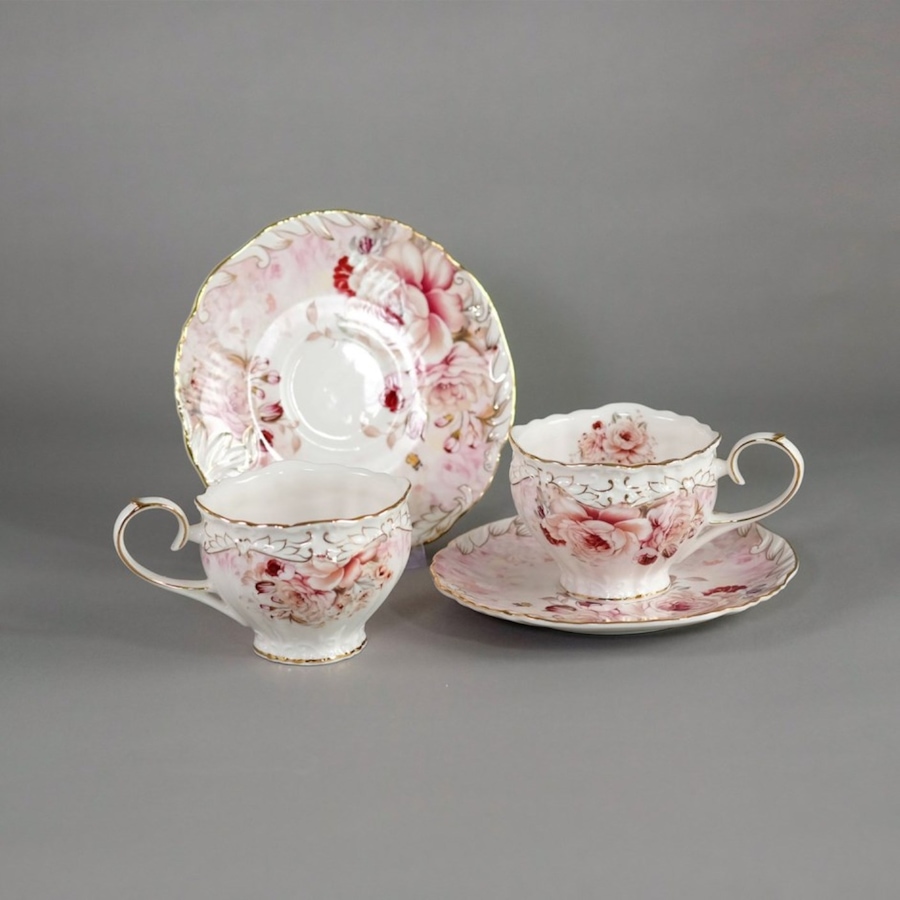Image 937352.jpg, Product 937-352 / Price $36.00, Ceramic Roses / Floral Design Cup & Saucer Set of 2 from Jiallo on TSC.ca's Home & Garden department