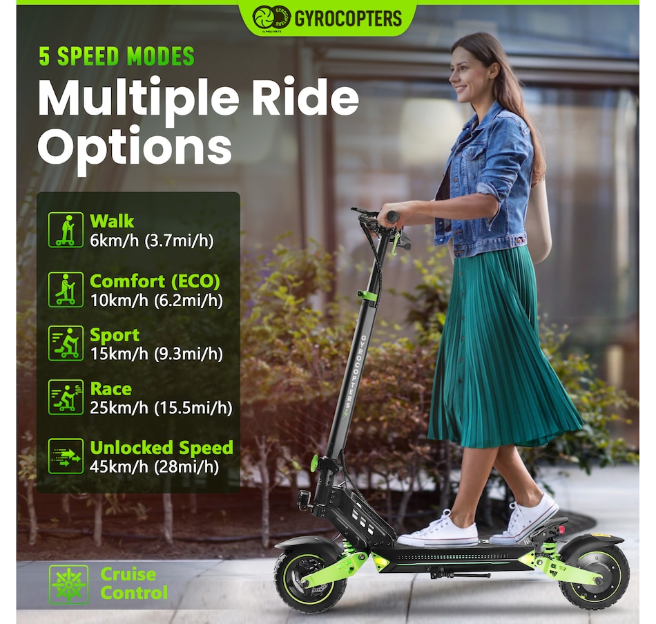 Image 937418_ALTMORE5.jpg, Product 937-418 / Price $699.99, Gyrocopters Plaid 3.0 Electric Scooter for Adults & Teens | UL 2272 Approved | 10” Durable tires | Speed 45 km/h, Range Upto 40 km | 13 Ah Robust Battery | 850W Powerful Brushless Motor from Gyrocopters on TSC.ca's Health & Fitness department