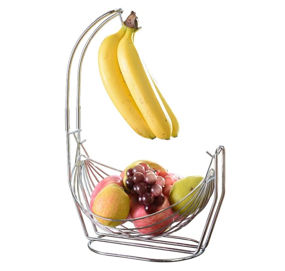 Image 937473.jpg, Product 937-473 / Price $46.00, Jiallo Silver Fruit basket with Banana Hanger from Jiallo on TSC.ca's Home & Garden department