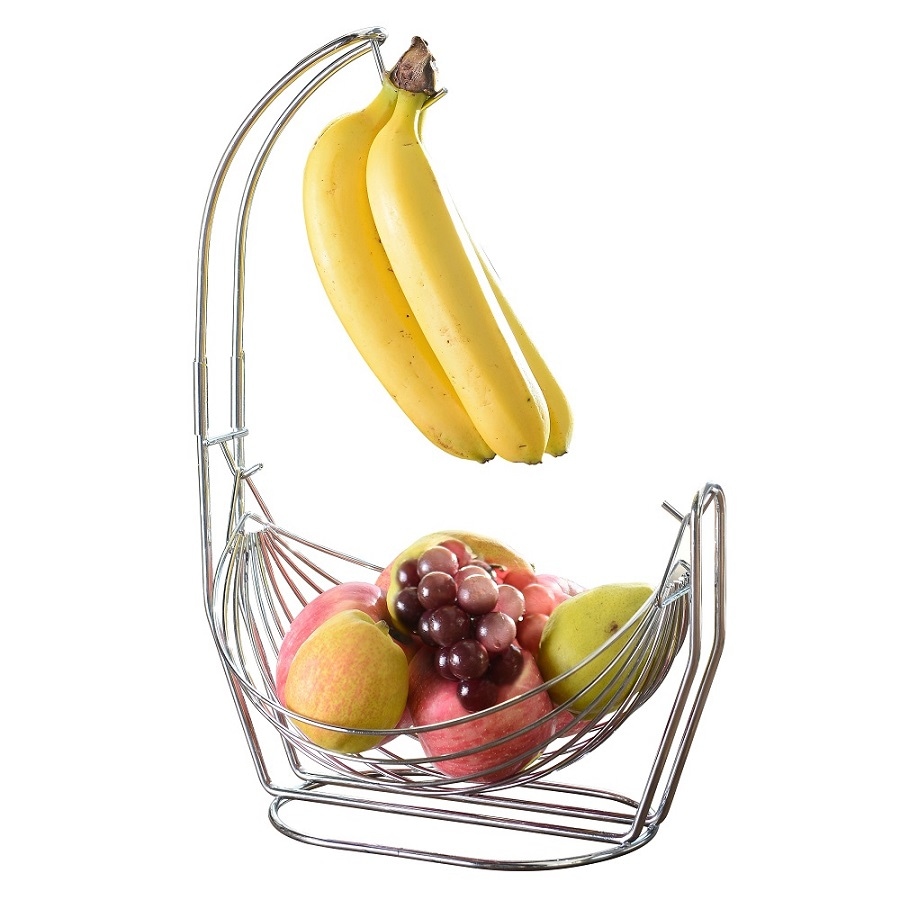 Image 937473.jpg, Product 937-473 / Price $46.00, Jiallo Silver Fruit basket with Banana Hanger from Jiallo on TSC.ca's Home & Garden department