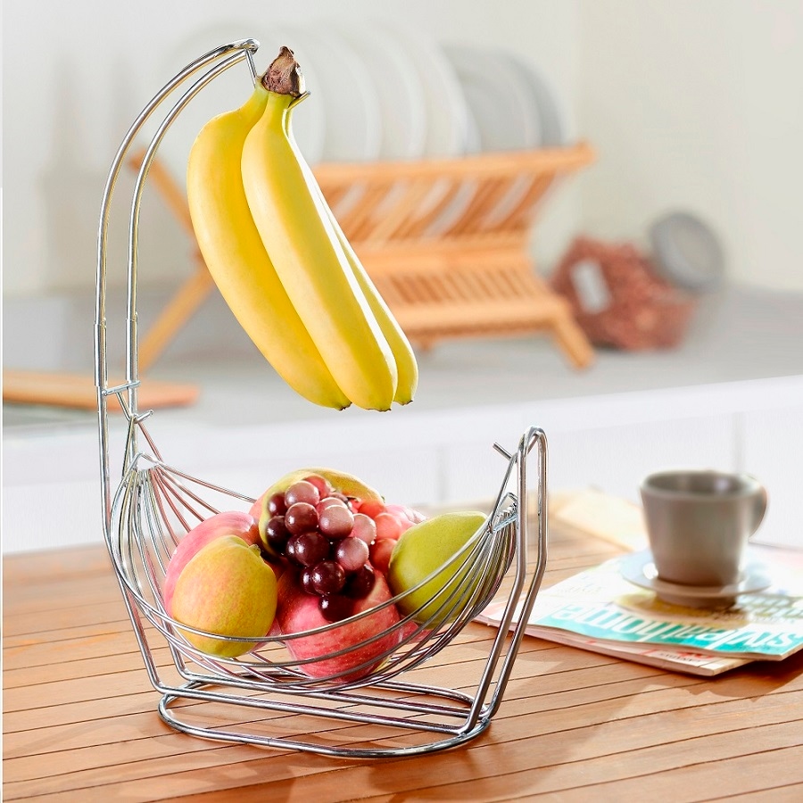 Image 937473_ALTMORE2.jpg, Product 937-473 / Price $46.00, Jiallo Silver Fruit basket with Banana Hanger from Jiallo on TSC.ca's Home & Garden department