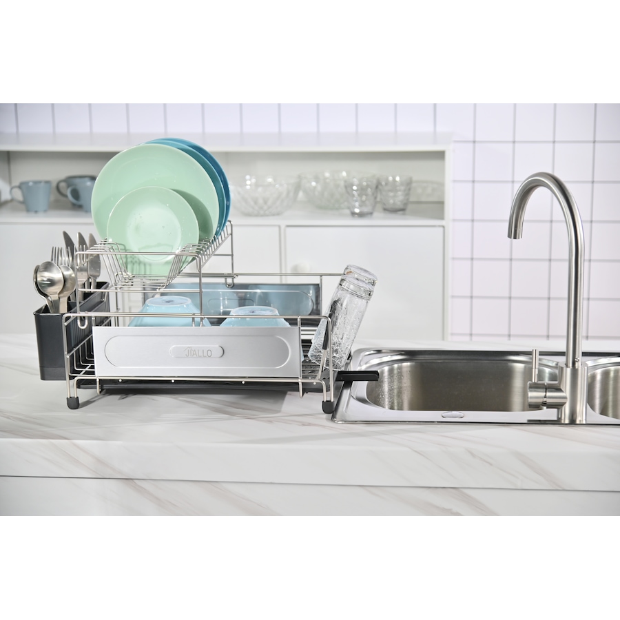 Image 937487_ALTMORE2.jpg, Product 937-487 / Price $71.00, Jiallo Stainless Steel 2-Tier dish rack with self -draining tray (silver color) from Jiallo on TSC.ca's Home & Garden department