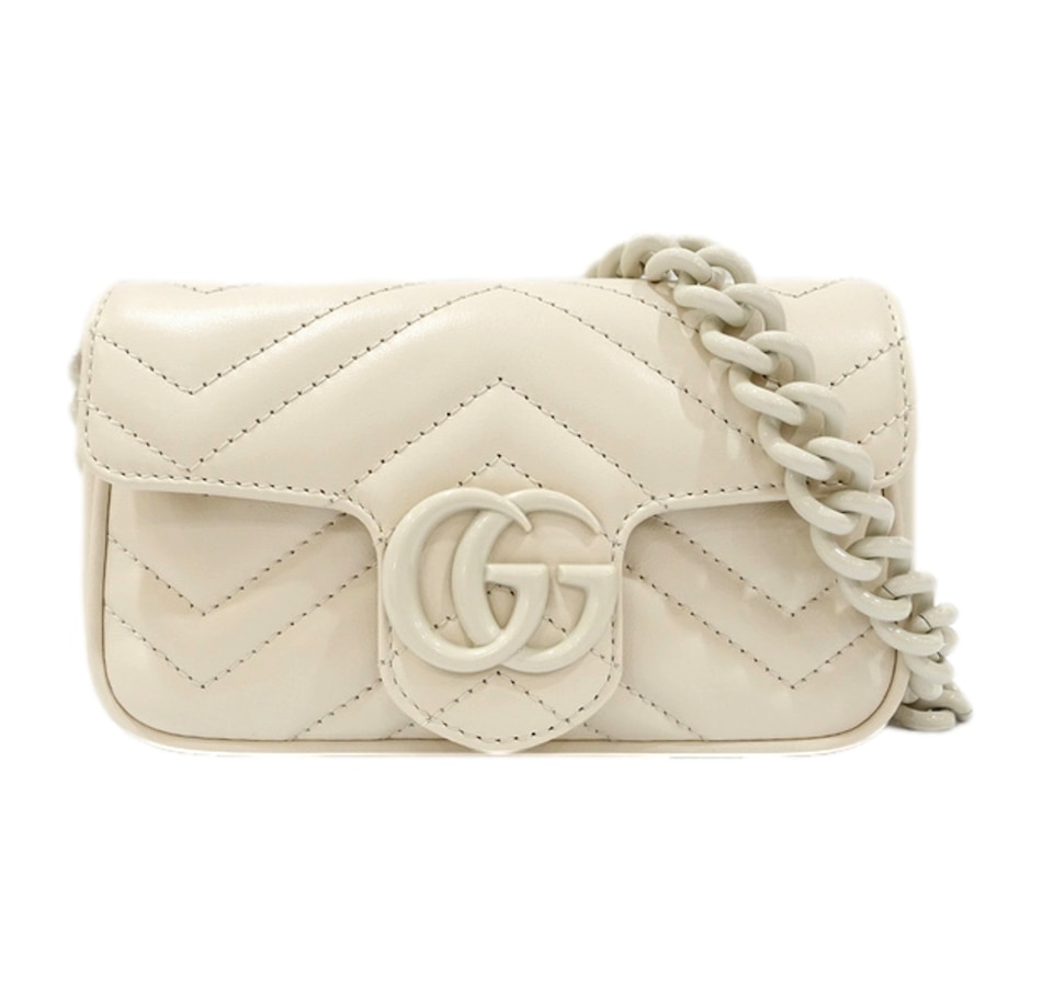 Image 937859.jpg, Product 937-859 / Price $2,377.00, Gucci GG Marmont Mini Belt Bag White Quilted Leather Monochrome Size 80 from Gucci on TSC.ca's Fashion department