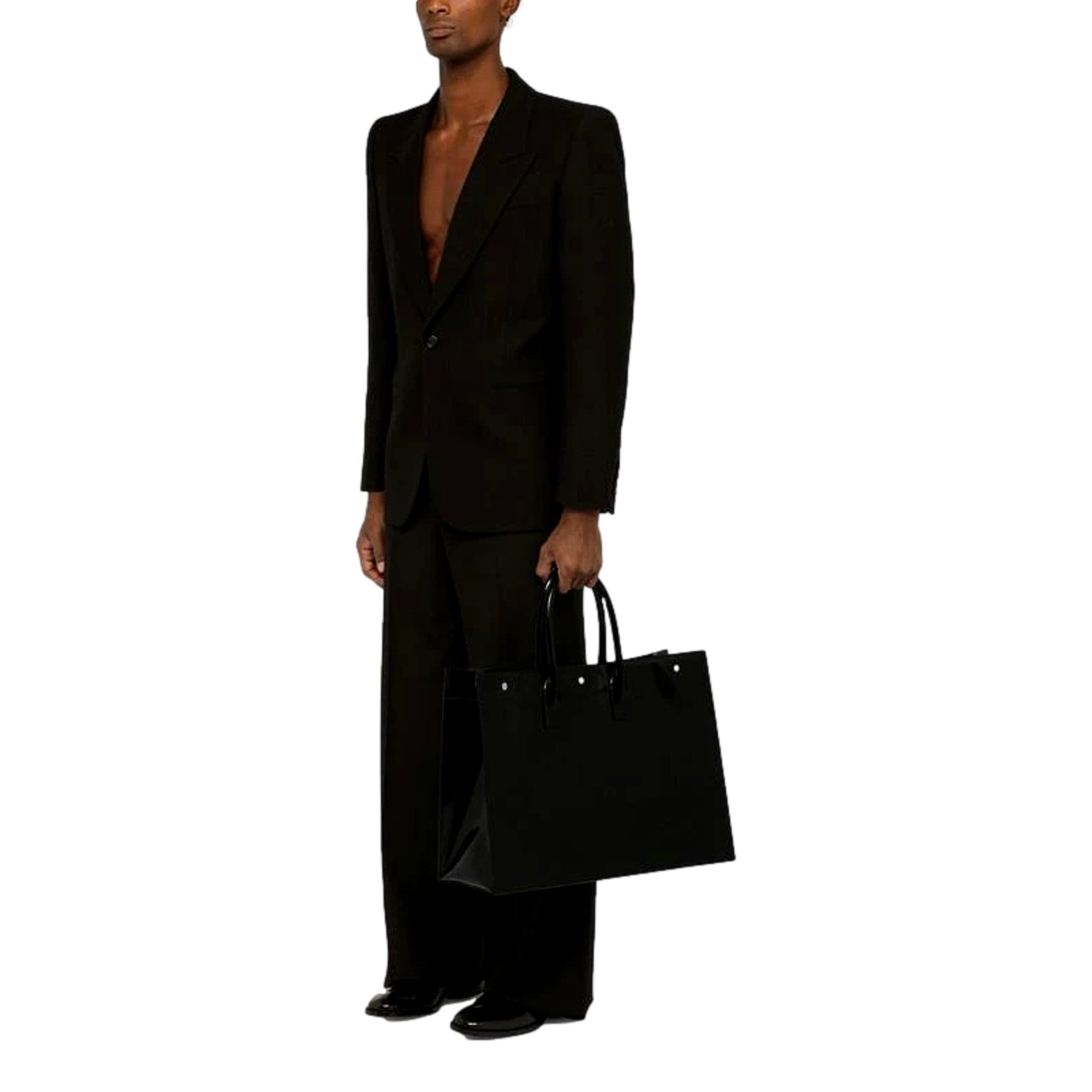 Saint Laurent Rive Gauche Black Patent Leather Large Tote Bag - TSC.ca