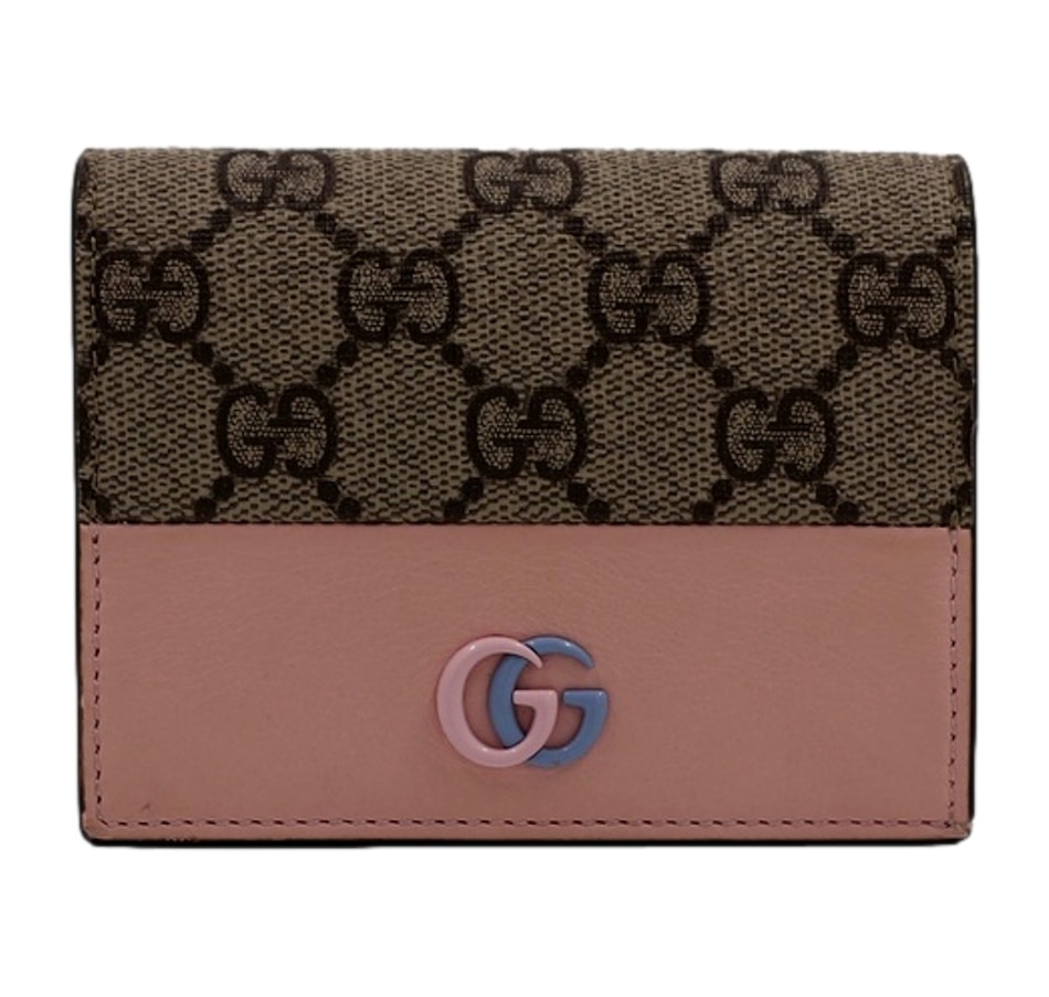 Image 937909.jpg, Product 937-909 / Price $938.00, Gucci GG Marmont Canvas Leather Card Case Wallet Pink Blue from Gucci on TSC.ca's Fashion department