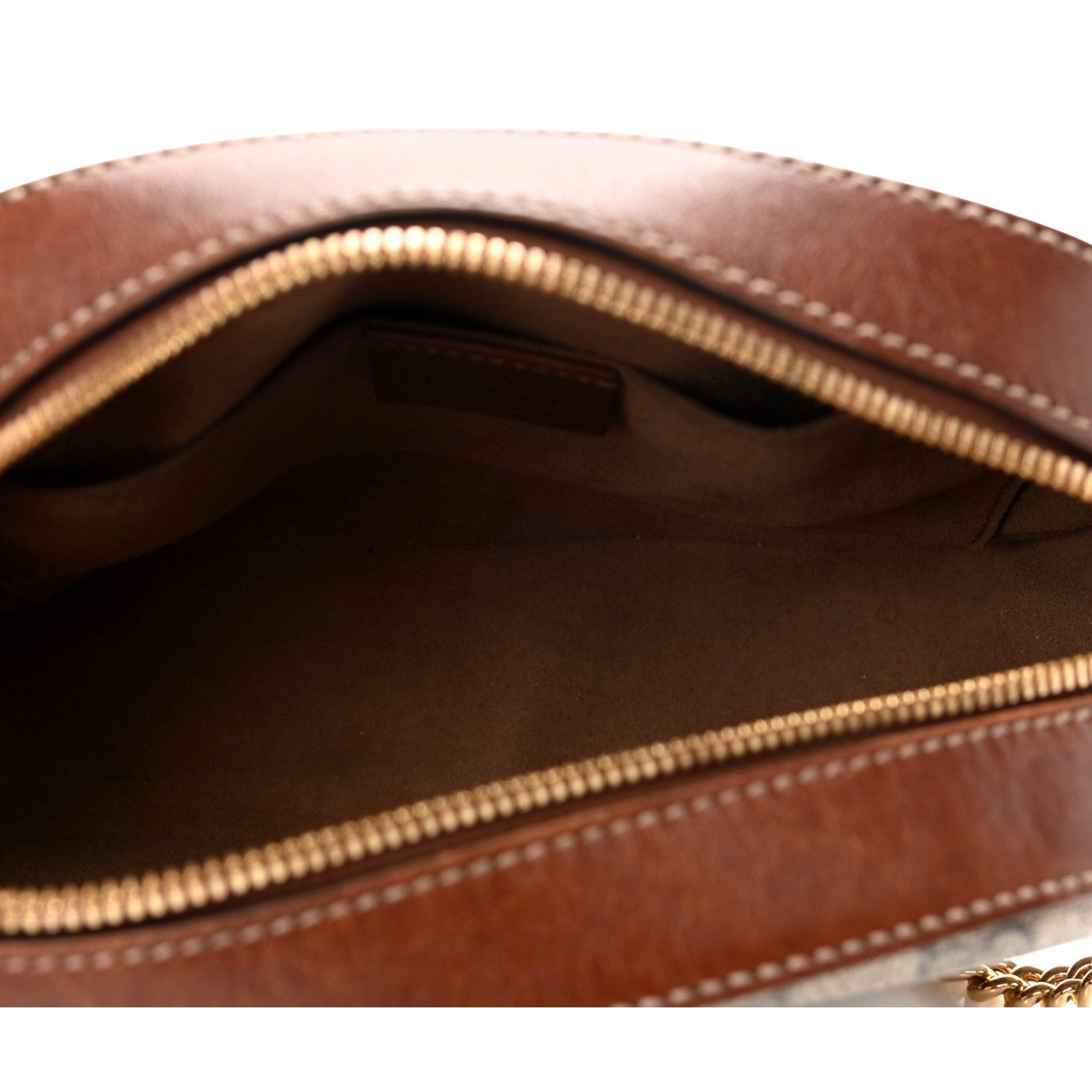 Gucci GG Supreme Canvas Mini Oval Chain Crossbody Bag Brown
