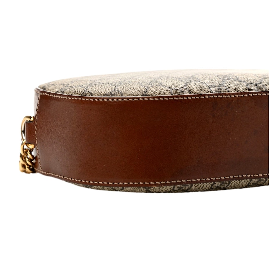 Image 937911_ALTMORE3.jpg, Product 937-911 / Price $2,783.00, Gucci GG Supreme Canvas Mini Oval Chain Crossbody Bag Brown Leather Trim from Gucci on TSC.ca's Fashion department