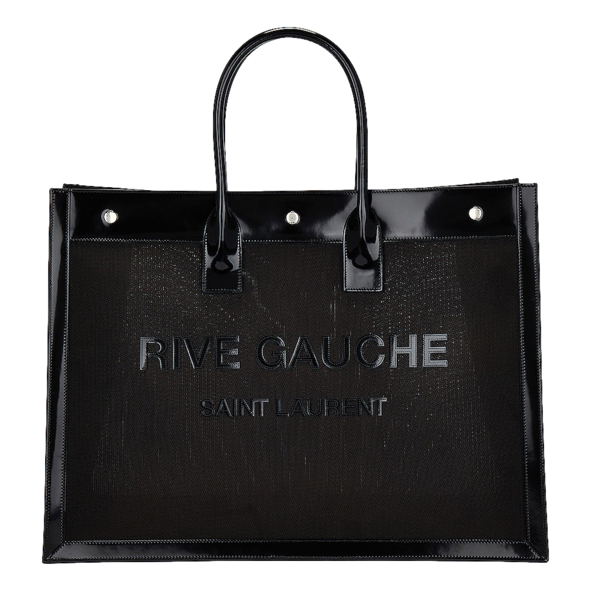 Saint Laurent Rive Gauche Large Tote Bag Black Nylon Leather Trim