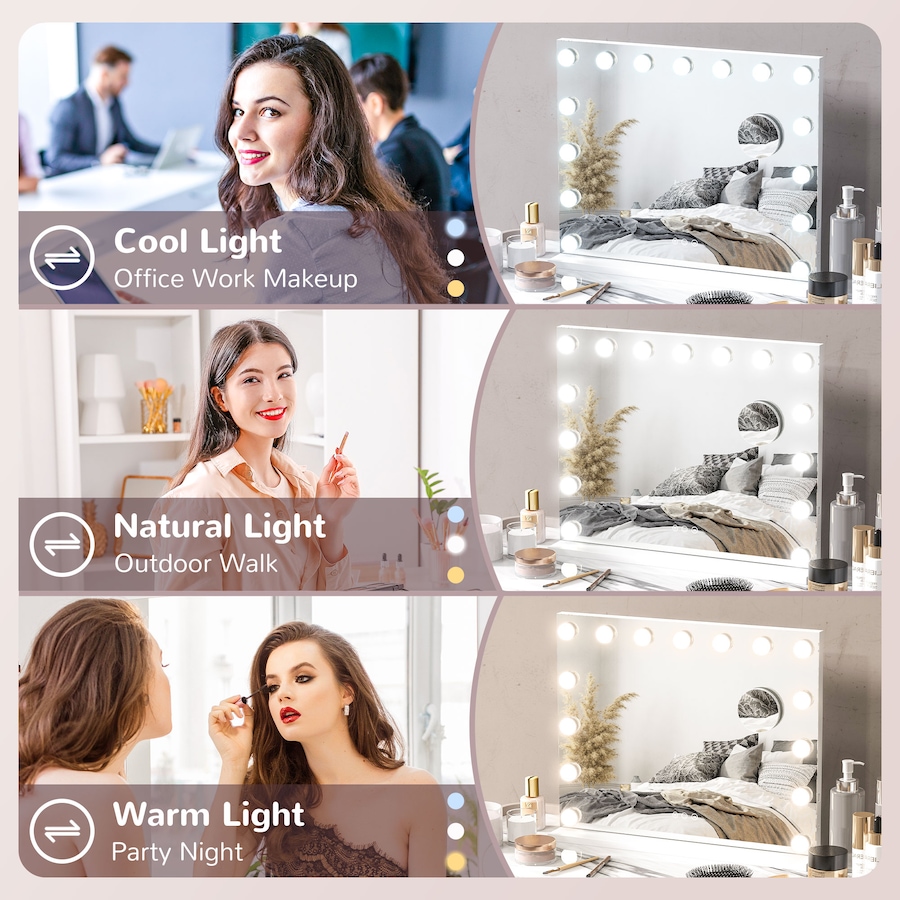 Image 937965_ALTMORE13.jpg, Product 937-965 / Price $92.99 - $134.99, HOMCOM Hollywood Makeup Mirror with Lights, Vanity Mirror from HOMCOM on TSC.ca's Beauty department