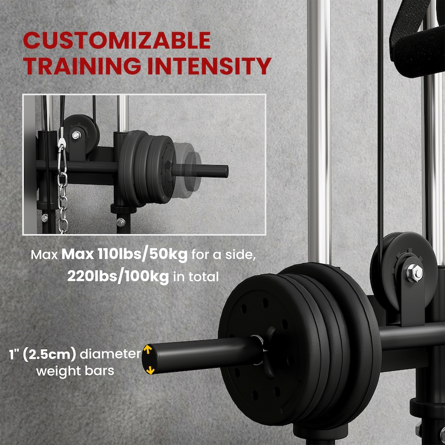Image 937969_ALTMORE5.jpg, Product 937-969 / Price $209.99, Soozier Wall Mount Cable Station with 15 Positions Adjustable Dual Pulleys from Soozier on TSC.ca's Health & Fitness department
