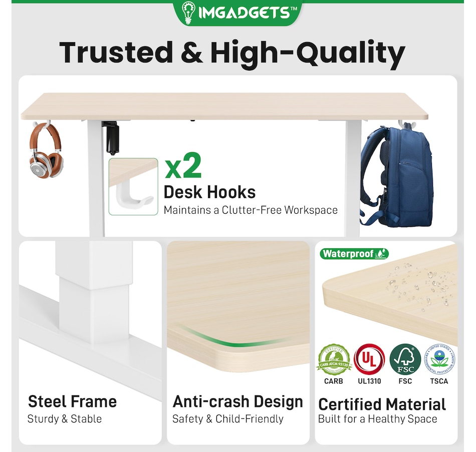 Image 937985_ALTMORE11.jpg, Product 937-985 / Price $199.99, IMGadgets 55'' x 24'' Ergonomic Electric Sit-Stand Desk for Large Workspace from IMGadgets on TSC.ca's Home & Garden department
